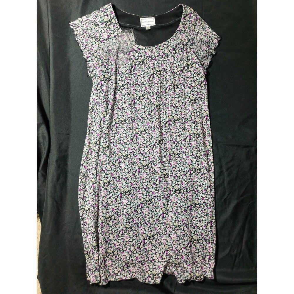 Karin Stevens Floral Short Sleeve Dress Women’s Size 12 Purple Vintage